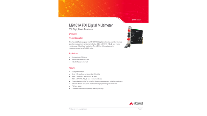 M9181A PXI Digital Multimeter